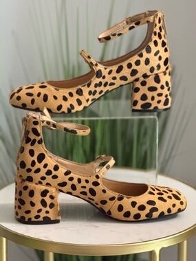 On 34th NWOTLeopard Print Mary Jane Block Heel Shoes - Tan/Black